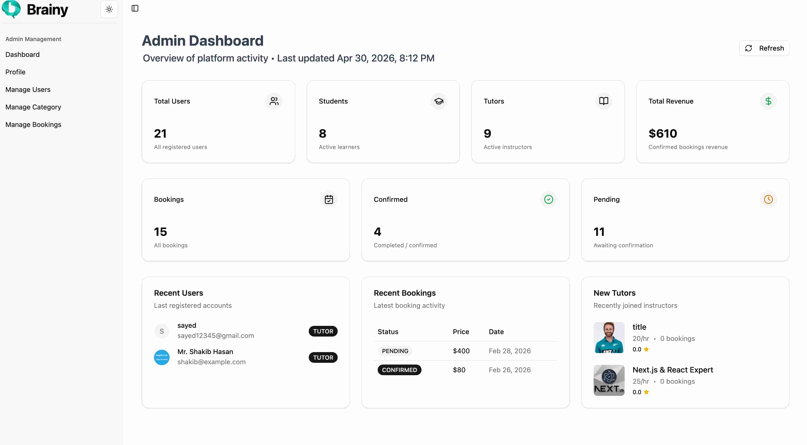 Admin Dashboard